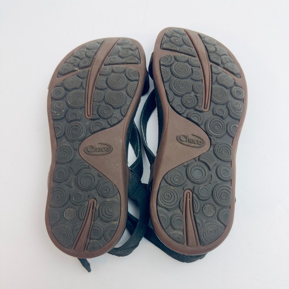 Chaco Women's Black Sofia Leather Strappy Sandals ankle strap buckle size 6 - Picture 2 of 7